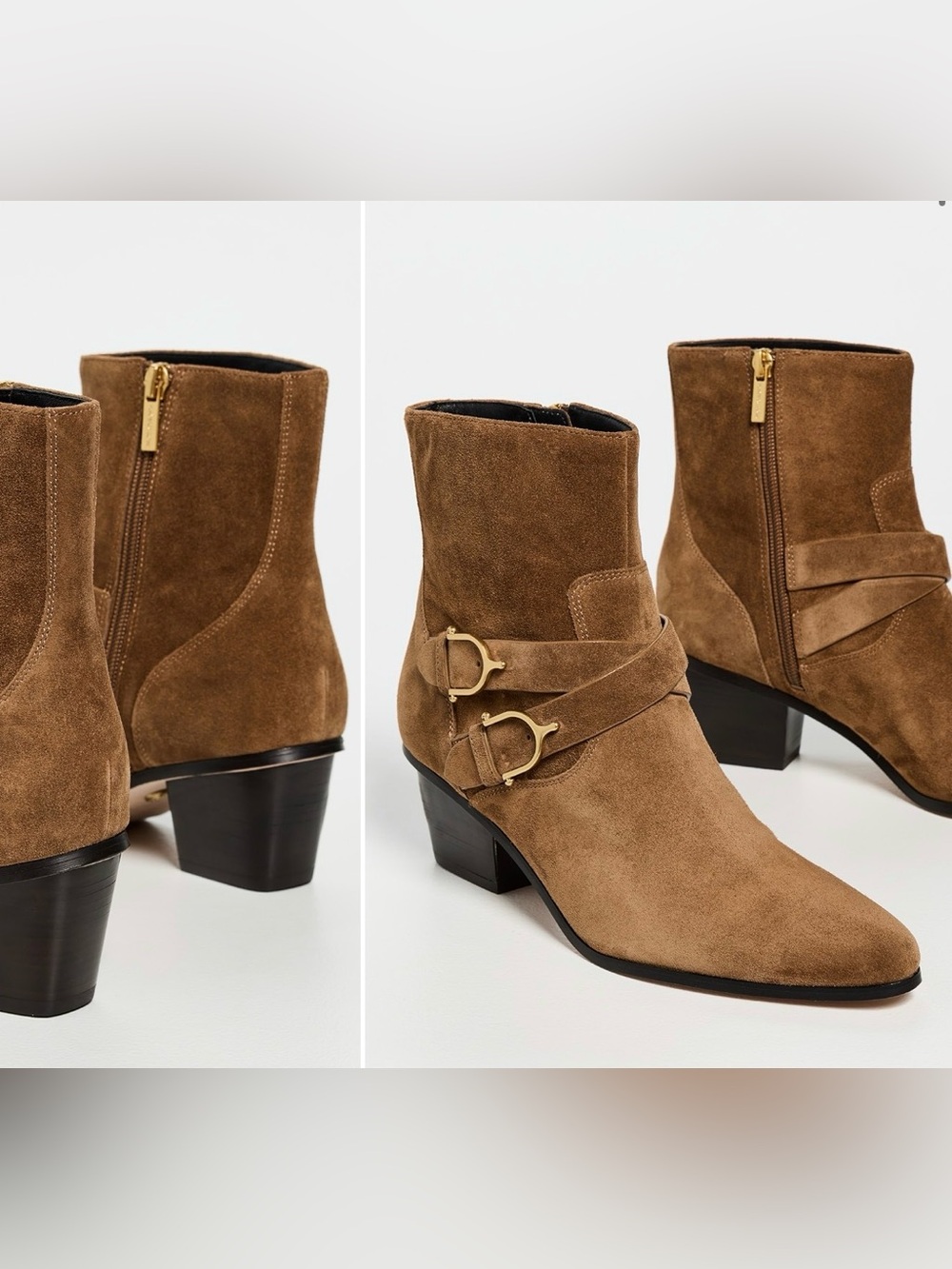 Veronica Beard Tan Suede Ankle Boots with Buckle Straps